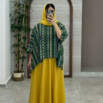 کراپ سایه سبز خردلی طرح لوزی