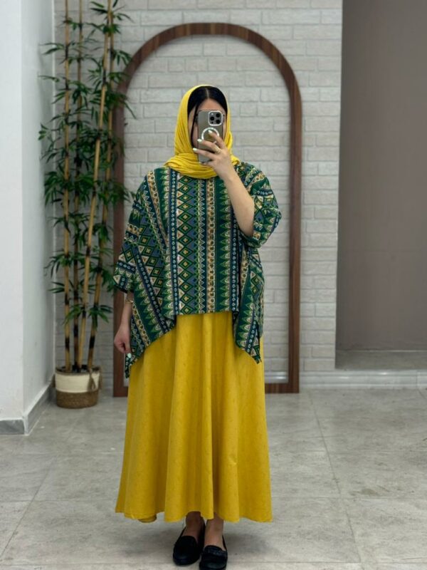 کراپ سایه سبز خردلی طرح لوزی