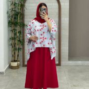 کراپ سایه طوسی آبی گل قرمز