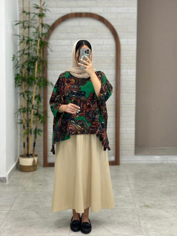 کراپ سایه سبز قهوه ای طرح چوب
