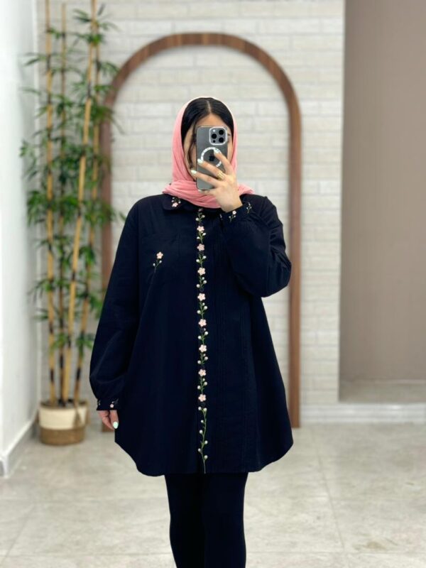 مانتو مشکی گل رز