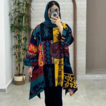 مانتو جلوبسته هنری رنگی طرح صحرا