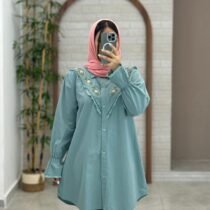 مانتو سوگل فیروزه ای
