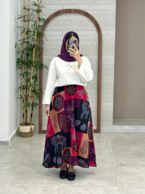 دامن سایه چهل تیکه قرمز سوزندوزی