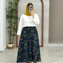 دامن سایه سورمه ای طرحدار رنگی