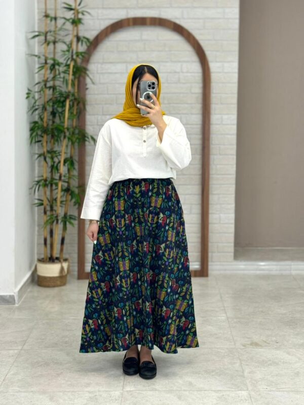 دامن سایه سورمه ای طرحدار رنگی