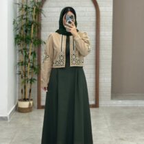 کت و سارافون نازلی یشمی نسکافه ای