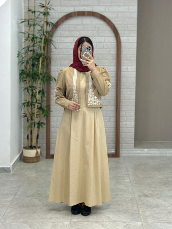 کت و سارافون نازلی کرم نسکافه ای