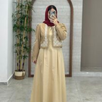 کت و سارافون نازلی کرم نسکافه ای