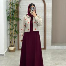 ست دوتیکه کاج زرشکی خاکی