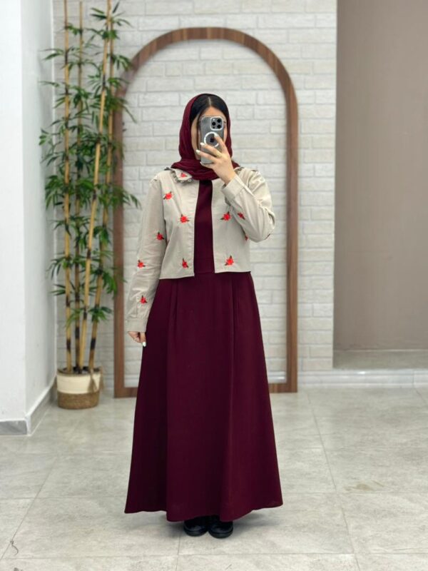 ست دوتیکه کاج زرشکی خاکی