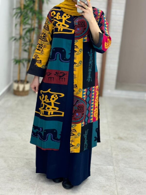 مانتو جیب در پیله رنگی طرح صحرا