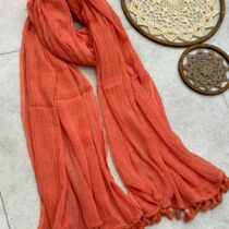 شال الیافی منگوله دار مرجانی