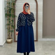 ست دو تیکه گندم سورمه ای گل بابونه