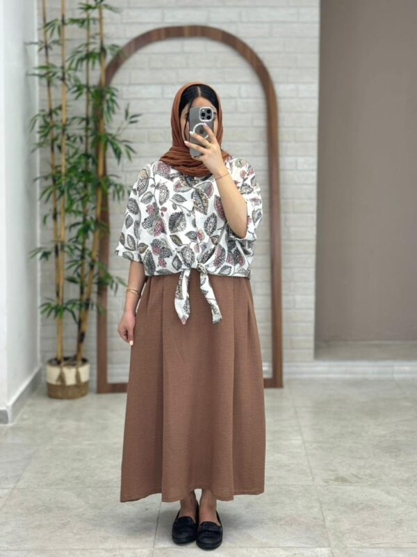 شومیز دامن ترنج شکلاتی(گره ای)