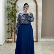 شومیز دامن ترنج سورمه ای (ساده)