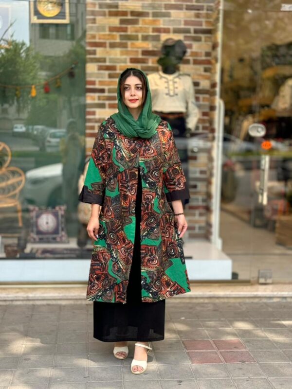 مانتو جیب در پیله سبز طرح چوب