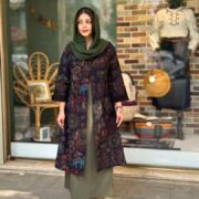 مانتو جیب در پیله مشکی طرح سوزندوزی