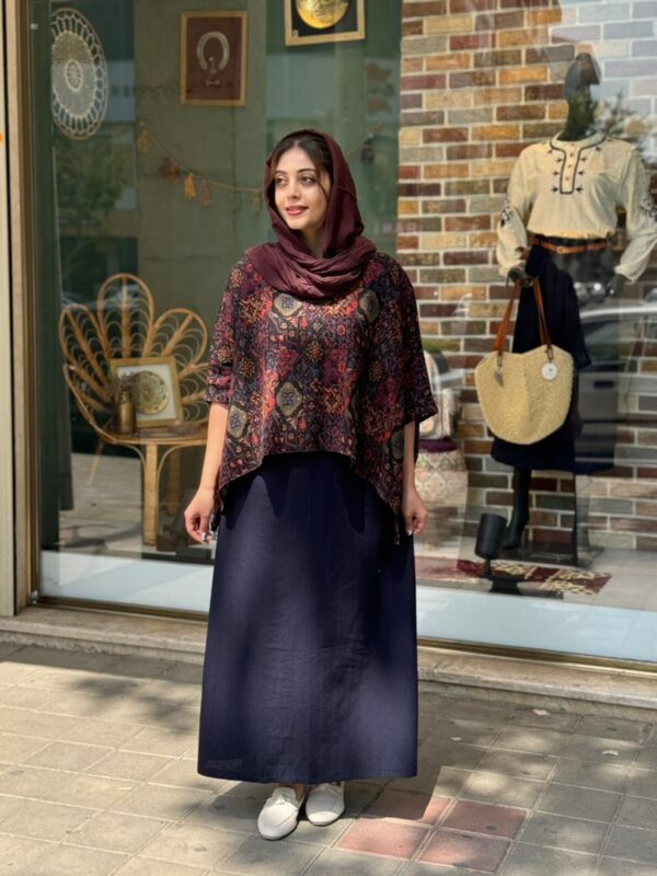 کراپ سایه چهل تیکه سنتی مشکی عنابی