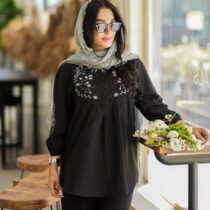 مانتو راشل مشکی طوسی