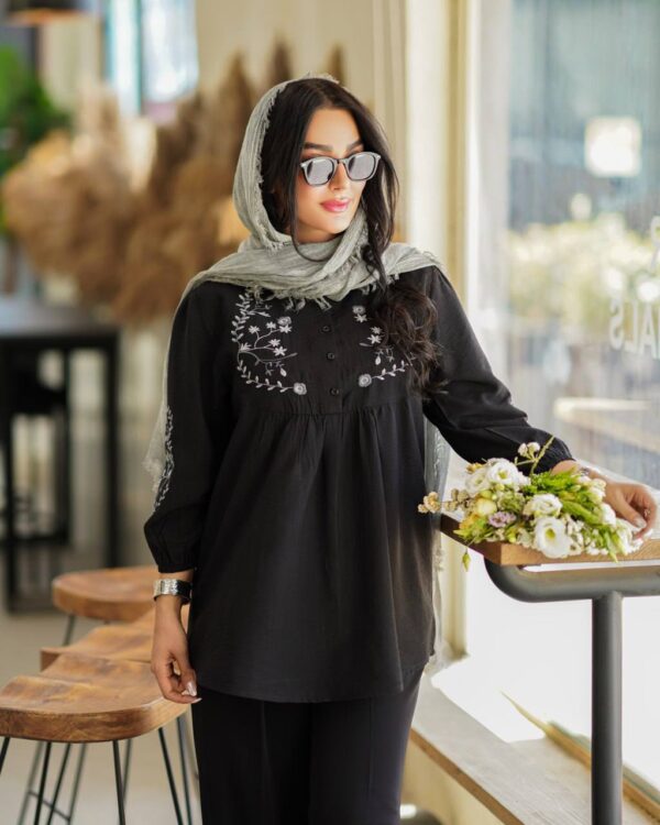 مانتو راشل مشکی طوسی