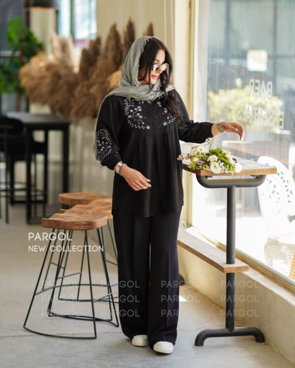 مانتو راشل مشکی طوسی