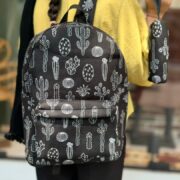 ست کوله پشتی و جامدادی کاکتوس زمینه مشکی