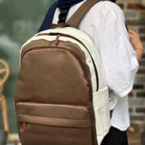 کوله پشتی دورنگ قهوه ای ساده