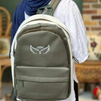 کوله پشتی دورنگ یشمی طرح بال