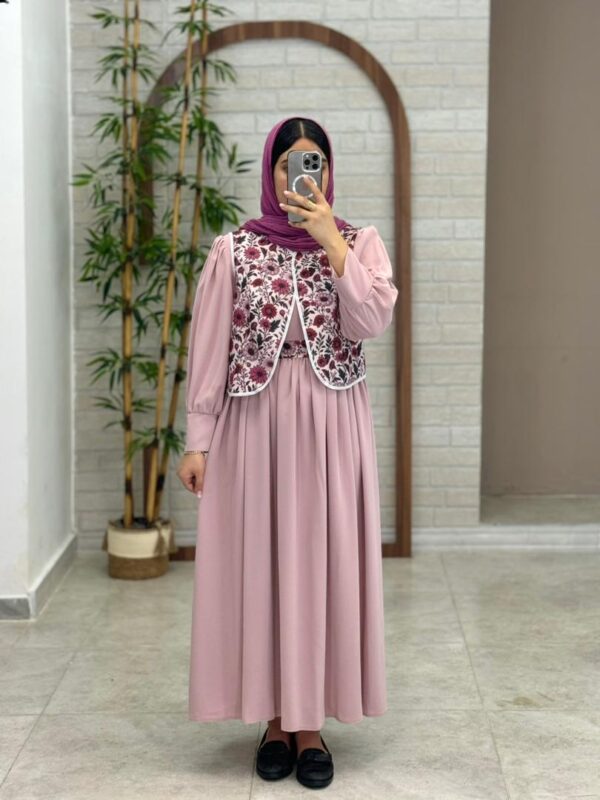 پیراهن جلیقه روشنک صورتی یاسی