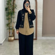 ست سه تیکه دل آوا پاییزه مشکی نسکافه ای