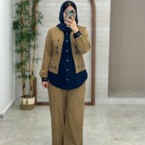 ست سه تیکه دل آوا پاییزه نسکافه ای سورمه ای