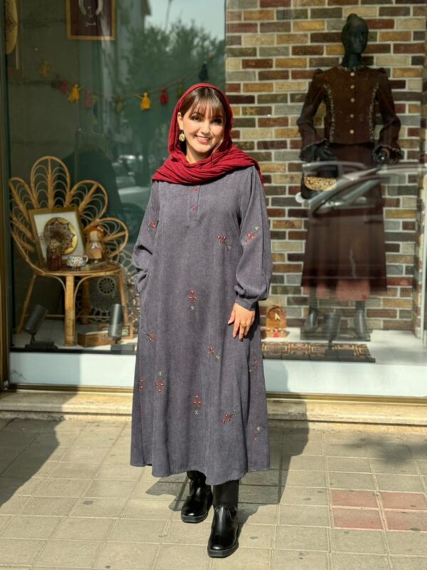 پیراهن شکیبا کبریتی طوسی