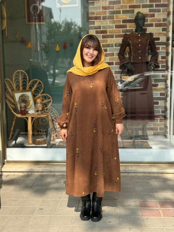 پیراهن شکیبا کبریتی قهوه ای شکلاتی
