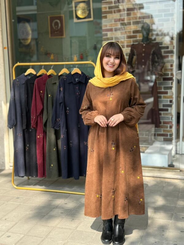 پیراهن شکیبا کبریتی قهوه ای شکلاتی