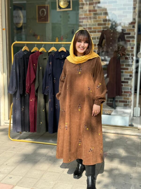 پیراهن شکیبا کبریتی قهوه ای شکلاتی