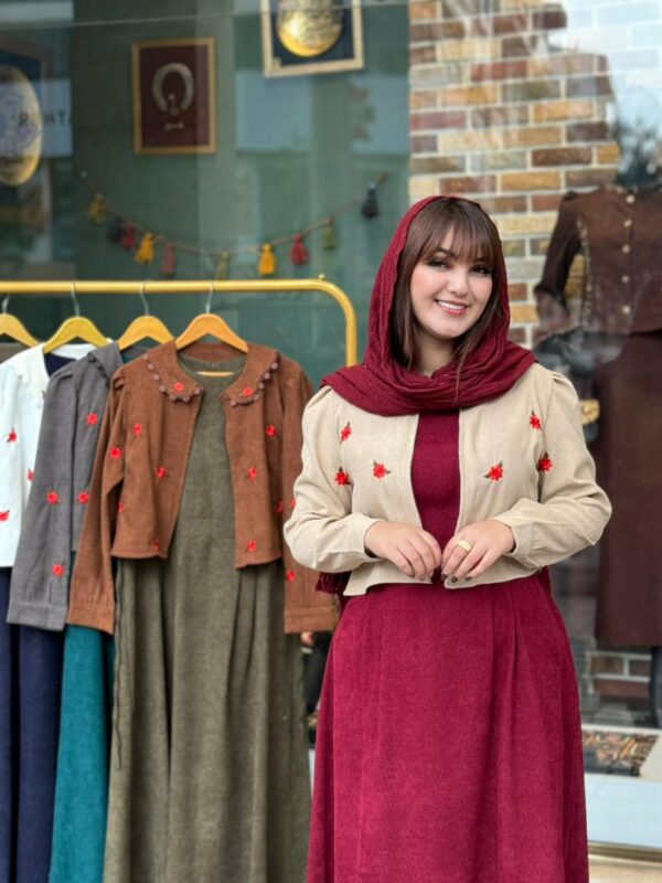 ست دوتیکه کاج کبریتی زرشکی کرم