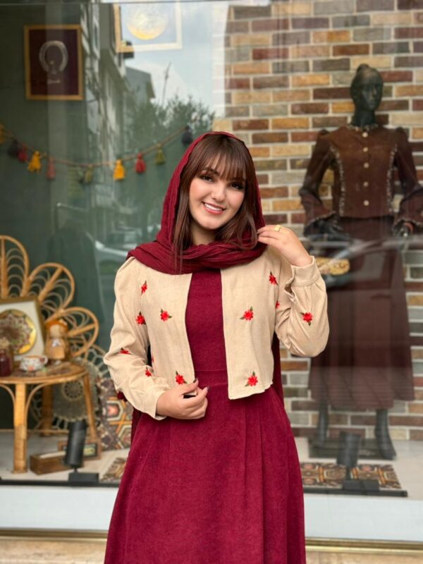ست دوتیکه کاج کبریتی زرشکی کرم
