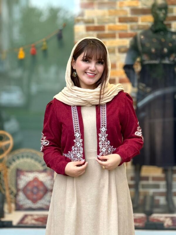 کت و سارافون نازلی کبریتی کرم زرشکی
