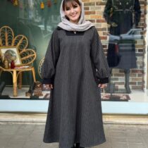 پیراهن نسیم راه راه طوسی تیره