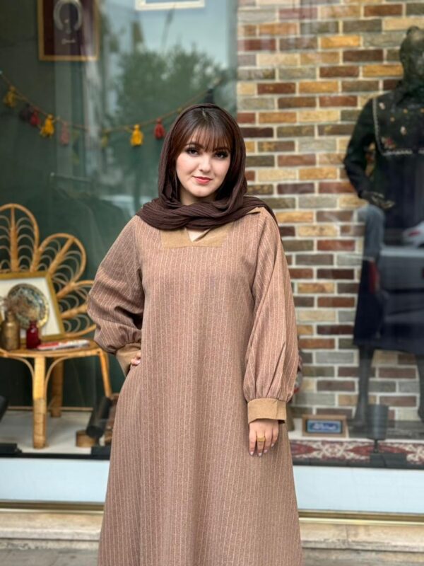 پیراهن نسیم راه راه نسکافه ای