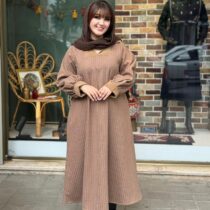 پیراهن نسیم راه راه نسکافه ای