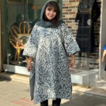 پانچ جلوبسته پشمی طوسی سفید گلی