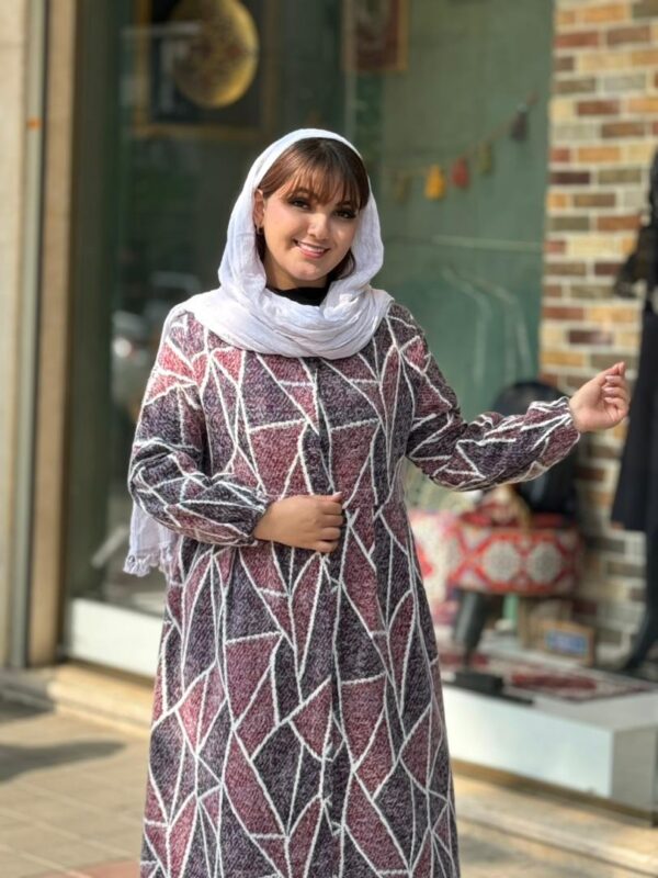پالتو زمستانی لوزی سورمه ای زرشکی سفید