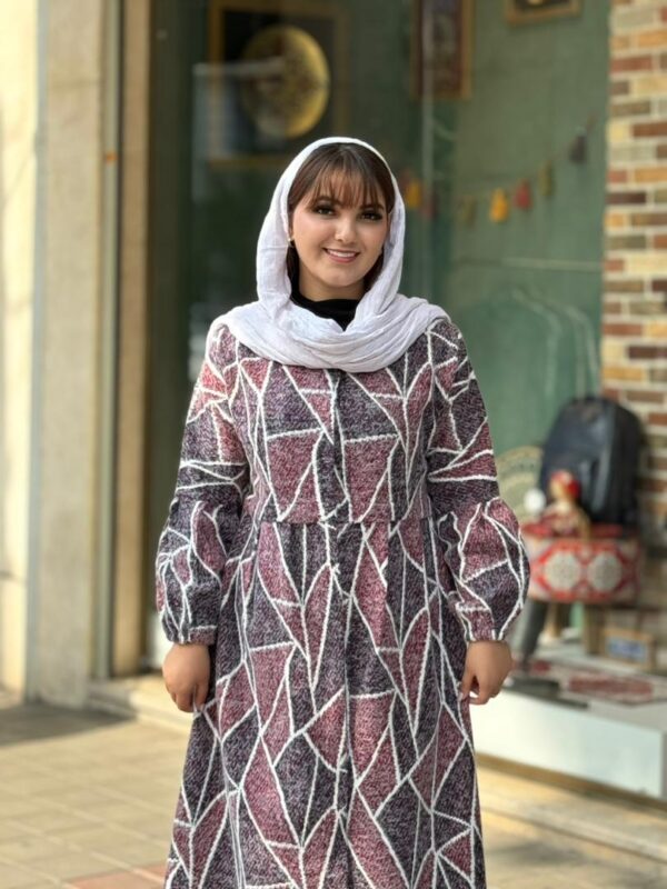 پالتو زمستانی لوزی سورمه ای زرشکی سفید
