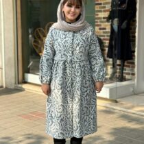 پالتو زمستانی طوسی سفید گلی