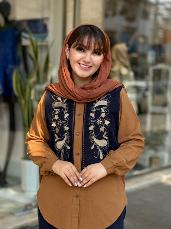 ست دوتکه کلارا سورمه ای حنایی