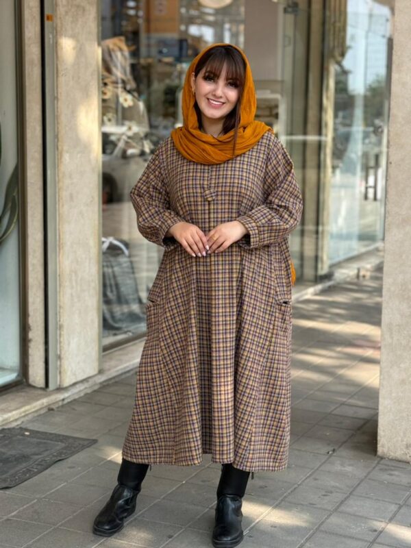 پیراهن کعبه خردلی طوسی زرشکی