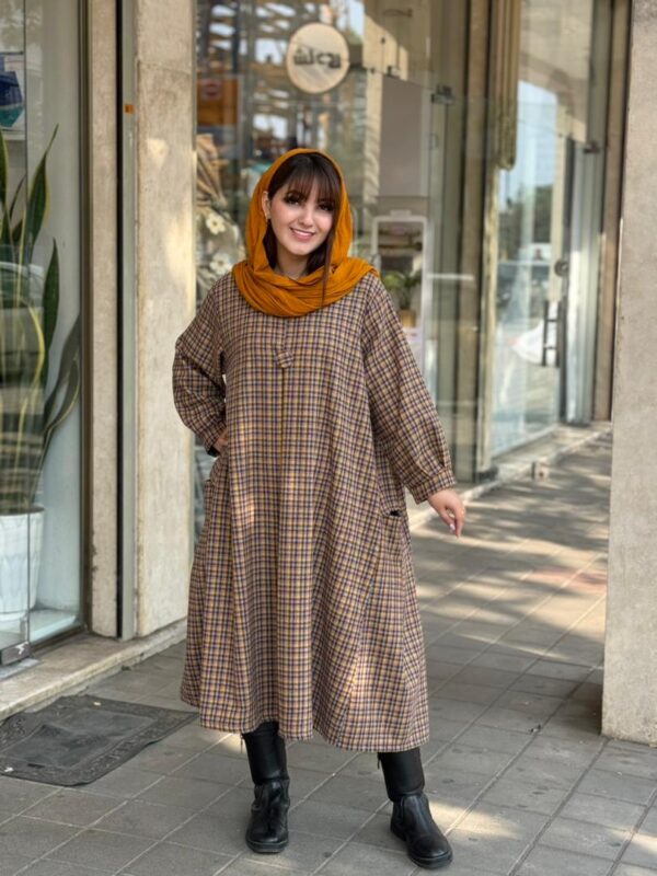 پیراهن کعبه خردلی طوسی زرشکی