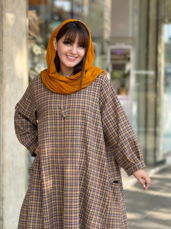 پیراهن کعبه خردلی طوسی زرشکی